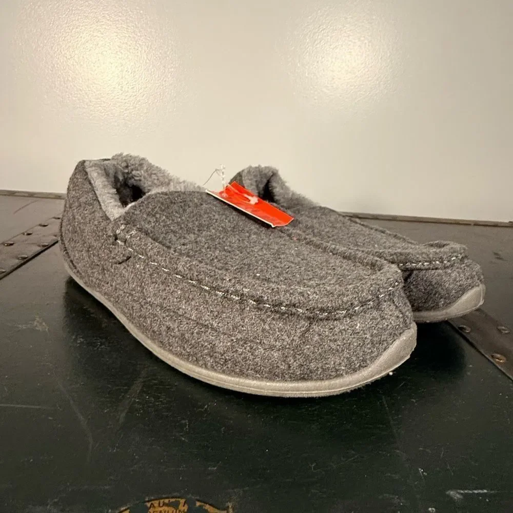 Deer Stags Kids Lil Spun Indoor Outdoor Boys Slippers Footwear Faux Fur Grey 5